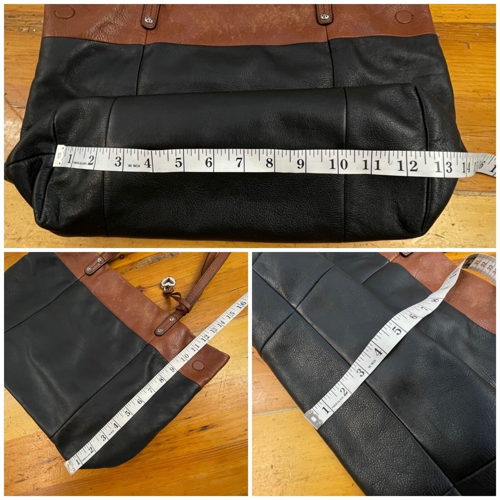 Brighton Pebbled Leather Shoulder Bag Black Brown Leopard Lining‎ Handbag Supple - Picture 13 of 13